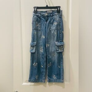 Abercrombie Kids Denim Floral Cargo Jeans